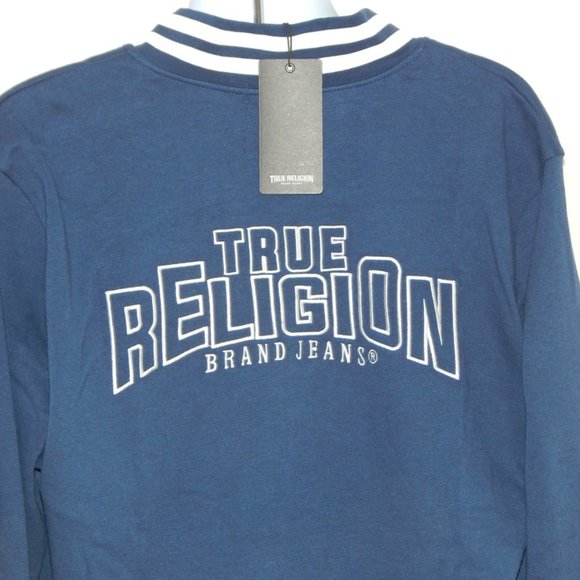 True Religion Men’s Insignia Blue HS 02 Fleece Varsity Jacket NWT - Picture 4 of 4